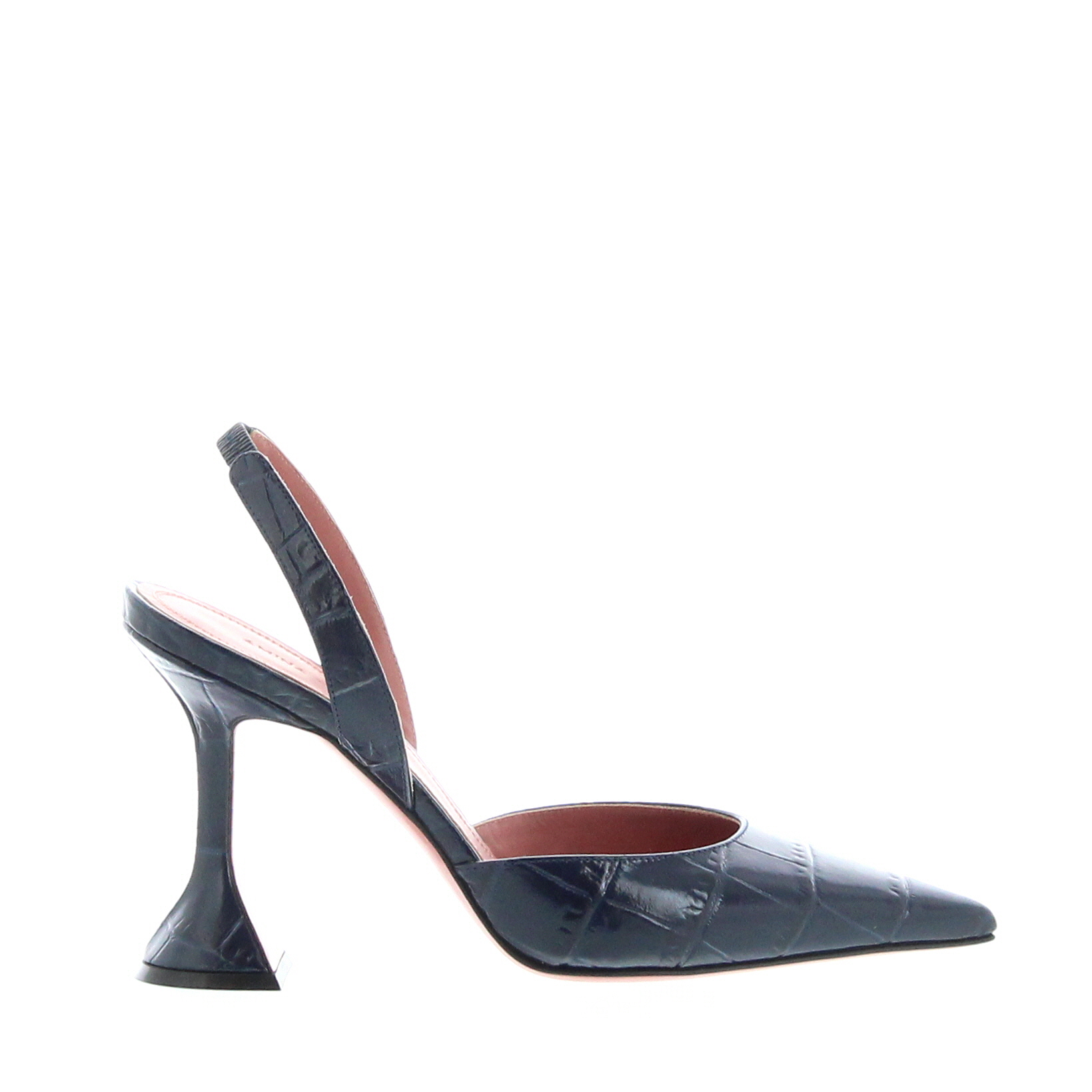 Amina Muaddi - Holli Slingback - Navy Croc - Image 2