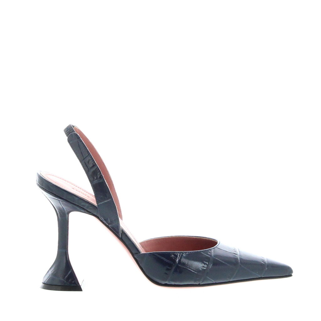 Amina Muaddi - Holli Slingback - Navy Croc