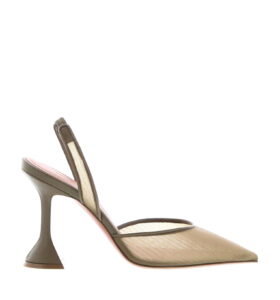 Amina Muaddi - Holli Slingback - Mesh Taupe - Image 2