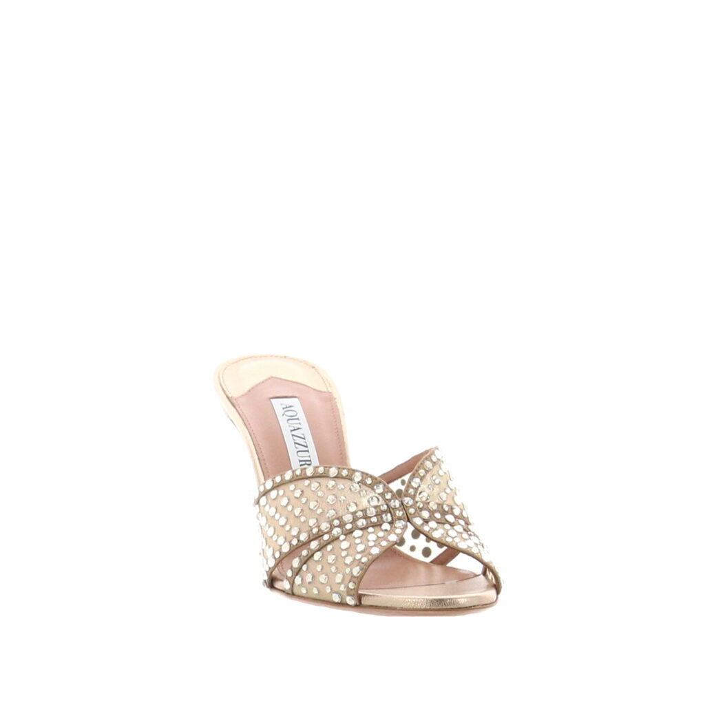 Aquazzura - Crystal Lover Mule 75 - Light Copper