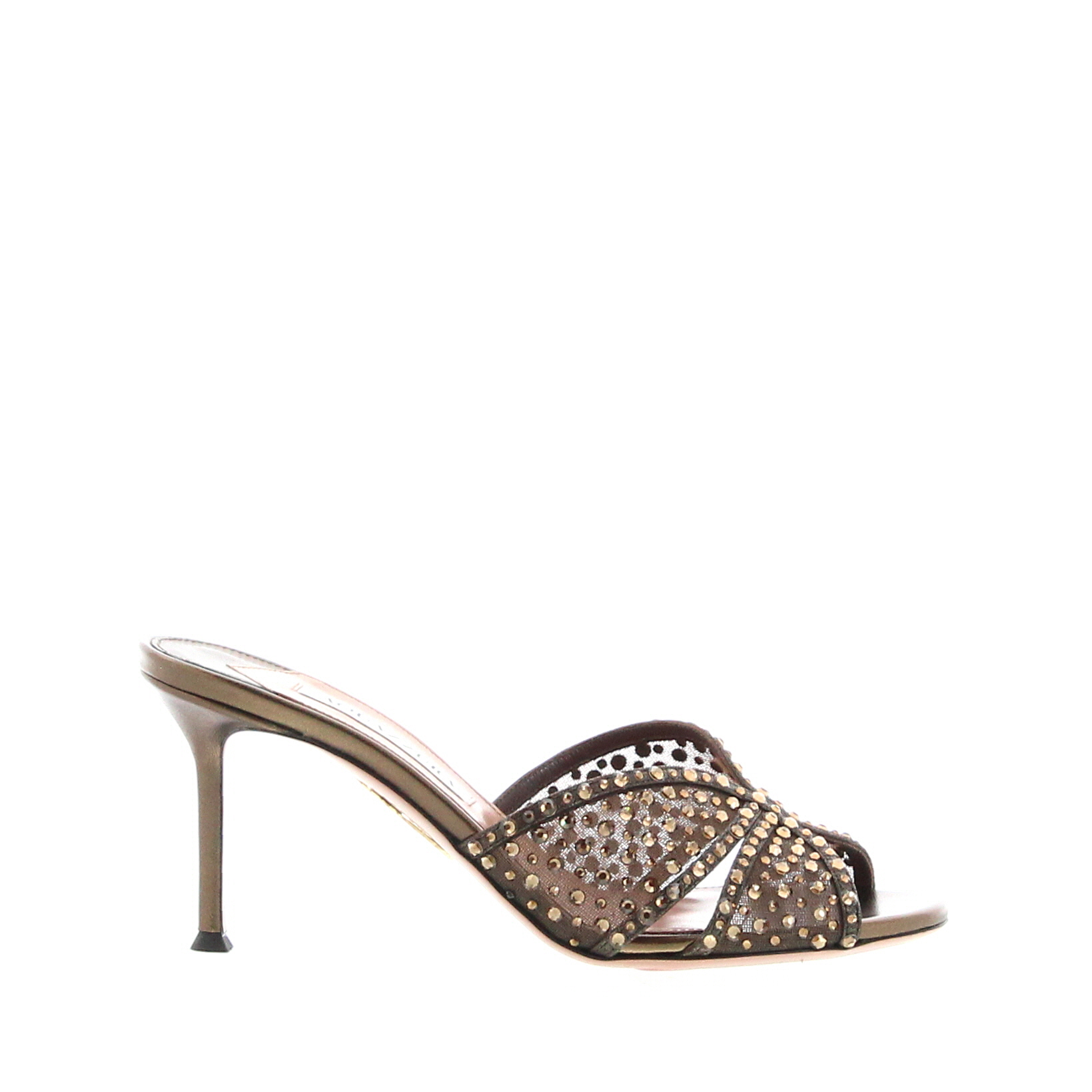 Aquazzura - Crystal Lover Mule 75 - Espresso - Image 1