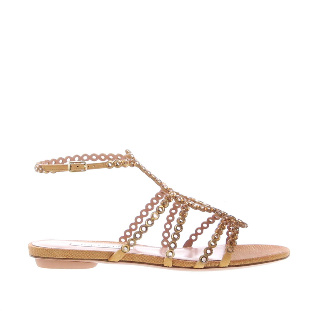 Aquazzura - Mooncrush Sandal Flat - Cognac