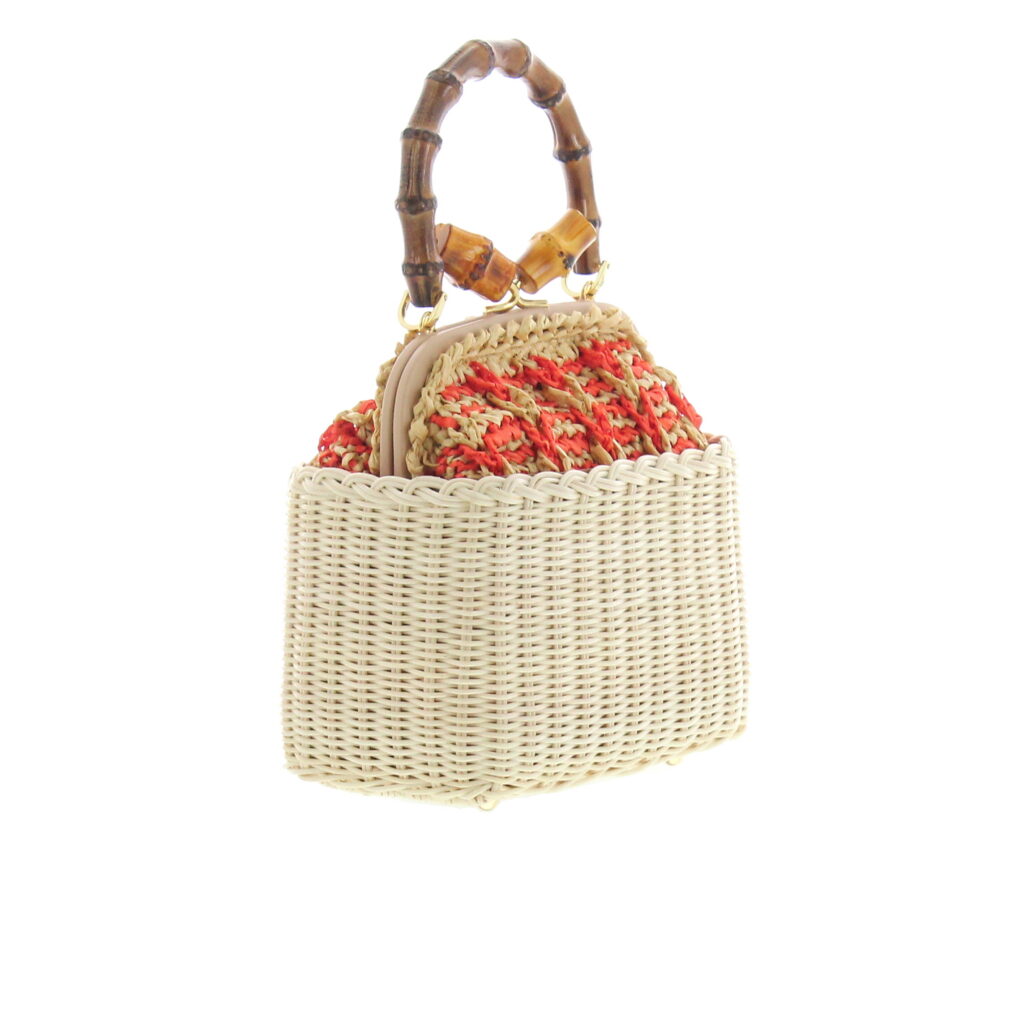Carla Saint Barth - Vimini Wallet Bag - Natural / Coral