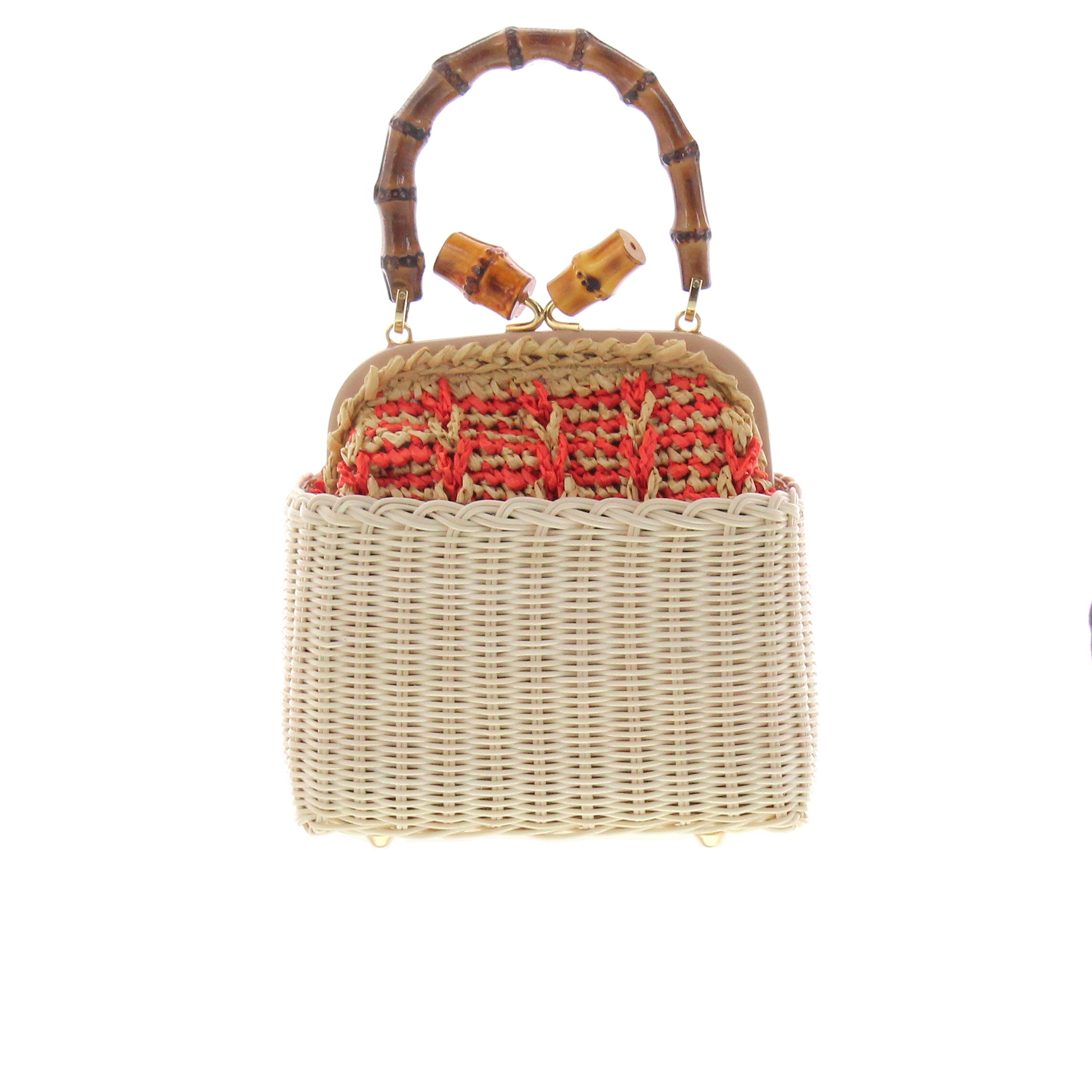 Carla Saint Barth - Vimini Wallet Bag - Natural / Coral - Image 1