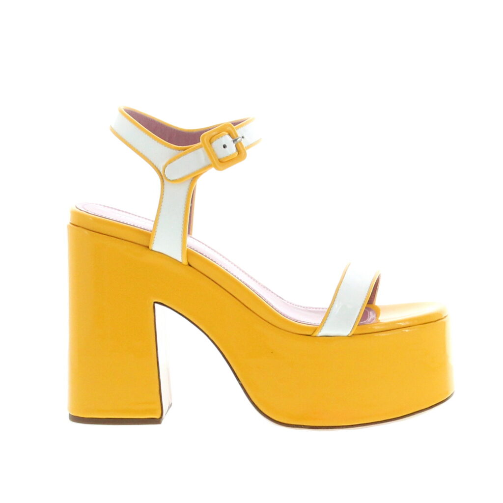 Haus Of Honey - Lacquer Doll Sandal - White / Yellow