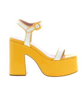 Haus Of Honey - Lacquer Doll Sandal - White / Yellow - Image 2